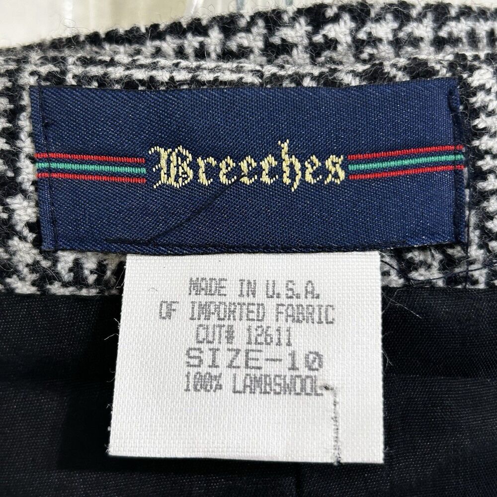 Vintage Breeches Houndstooth Lambswool Mini Skirt Size 10 Gray White Black Skirt - Picture 9 of 12